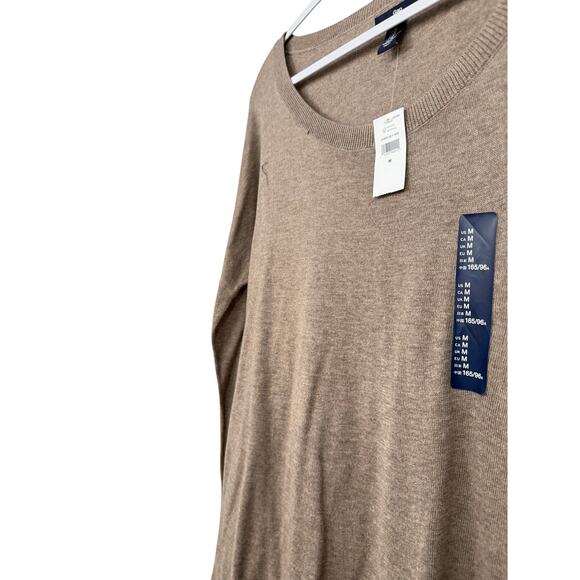 Gap Mens M Cotton Blend Pullover Solid Beige Round Neck Sweater New with Tags - Picture 3 of 6